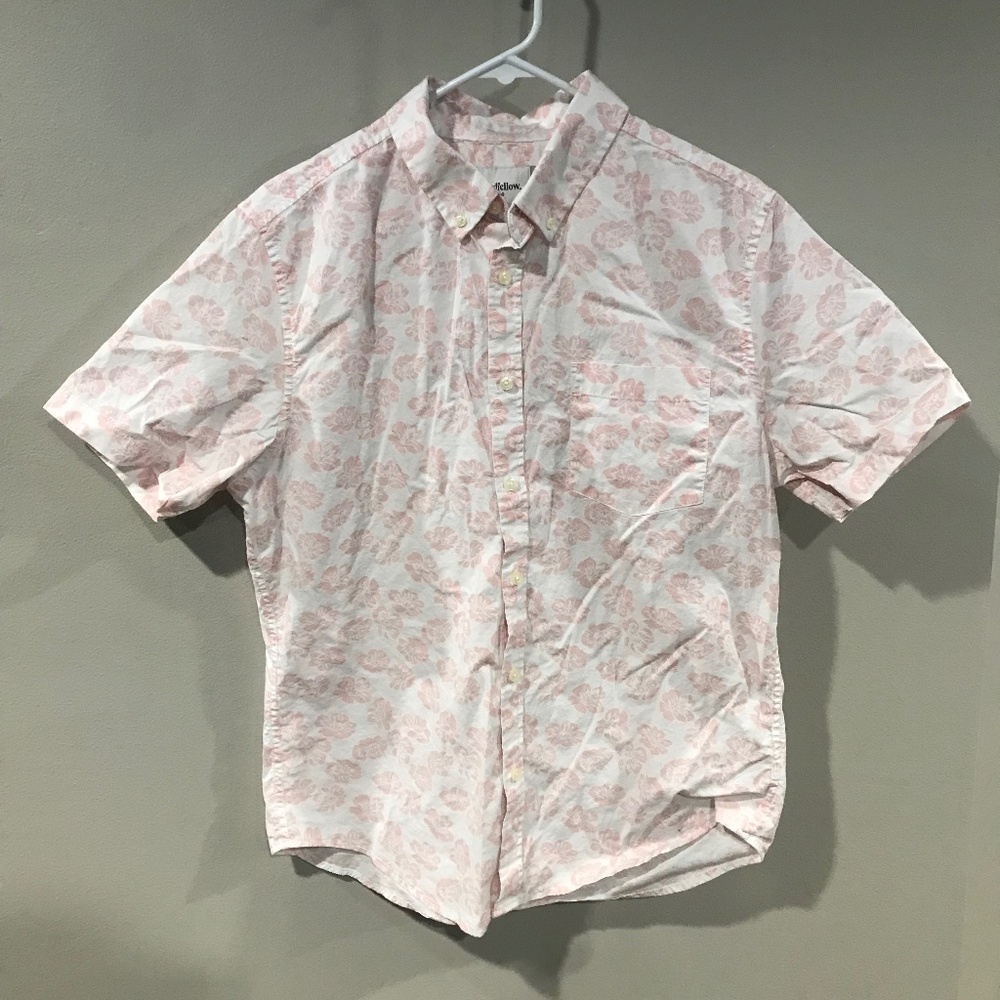 Goodfellow Northrop Mens Shirt - Large Slim - Pink White Floral Pattern Target